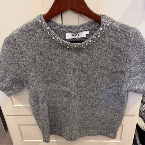 ASTR Heather Gray Embellished Knit crop sweater